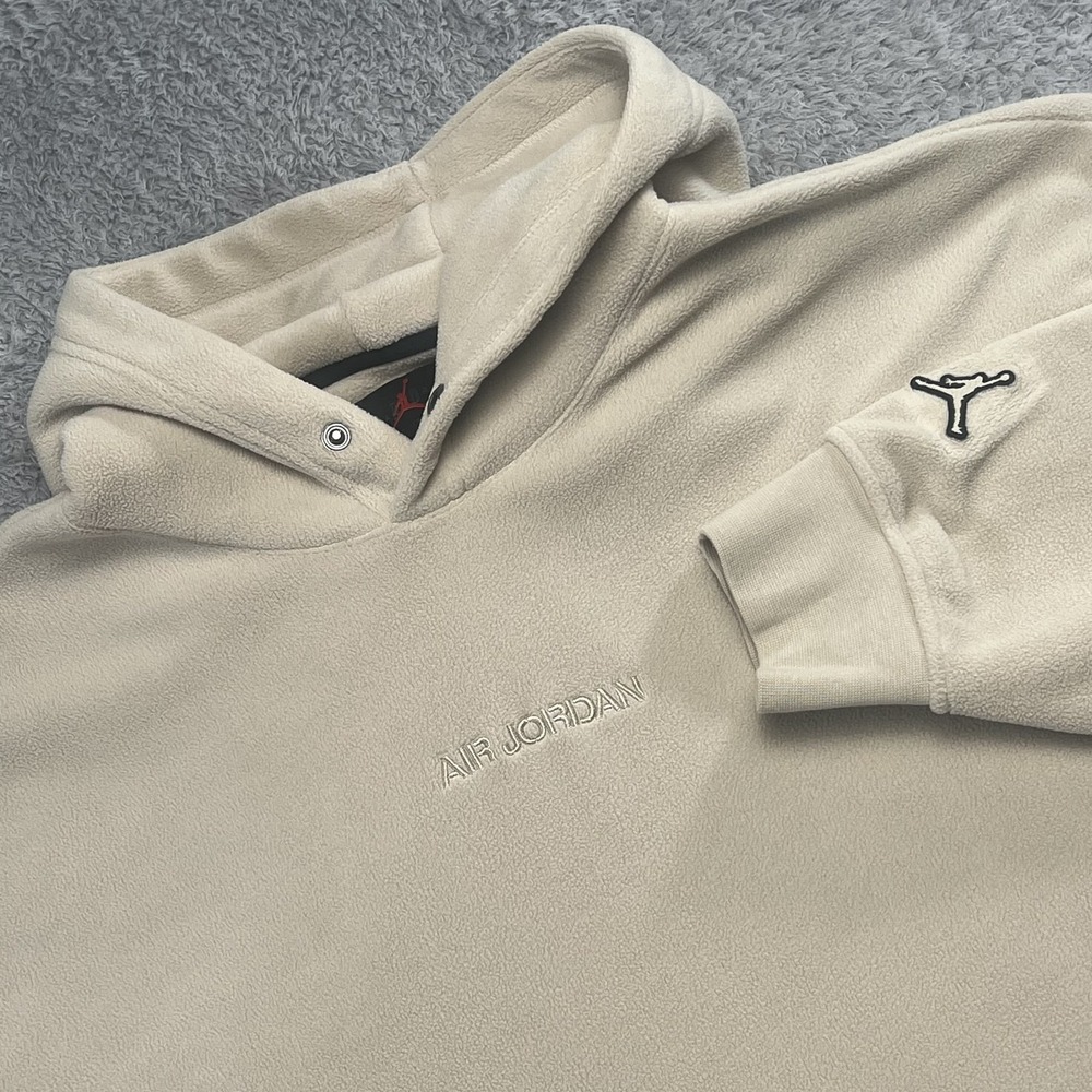 Air Jordan Fleece Hoodie Mens XL Beige Pullover Athleisure Streetwear Relaxed